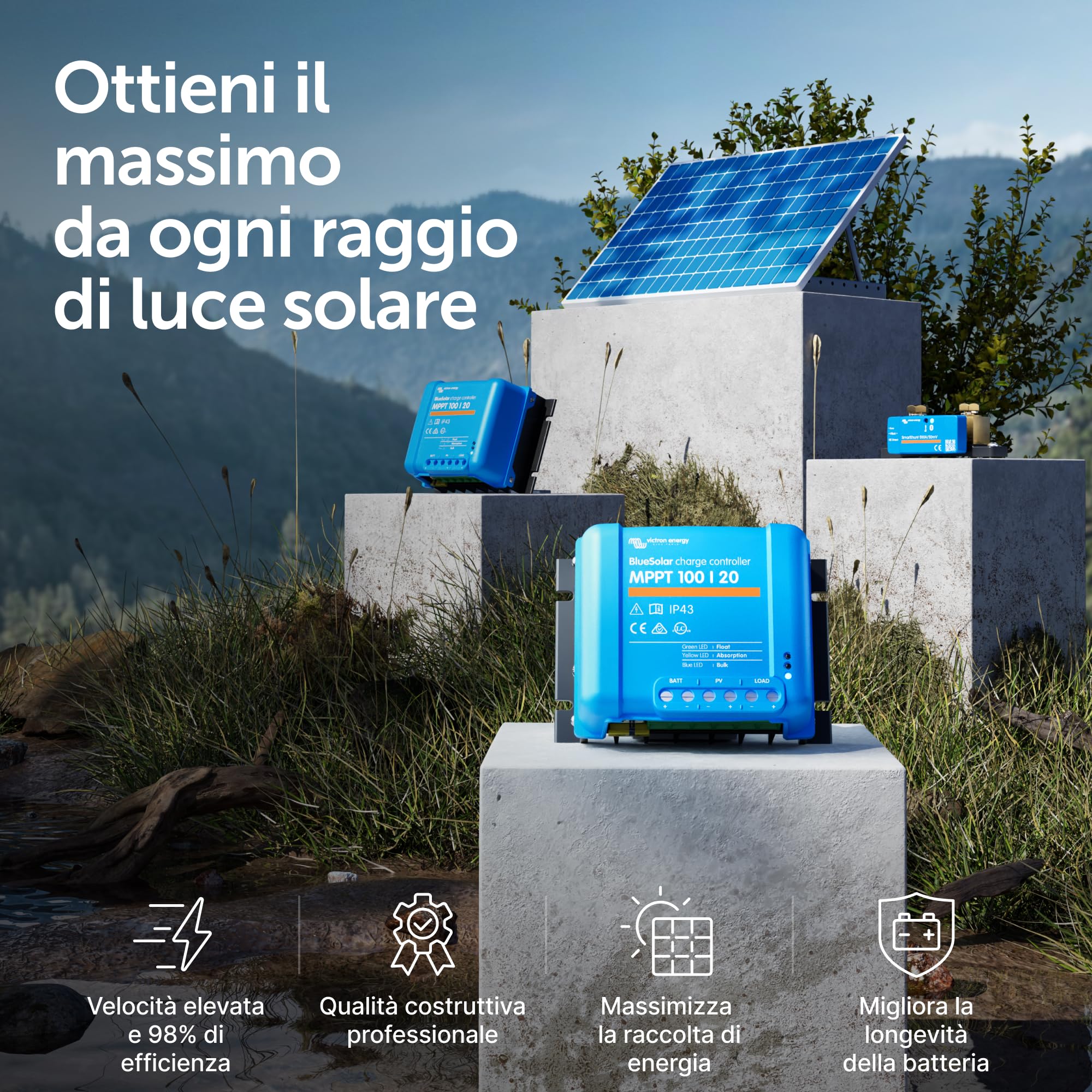 Victron Energy BlueSolar MPPT 100V 20 amp 48-Volt Regolatore di Carica Solare
