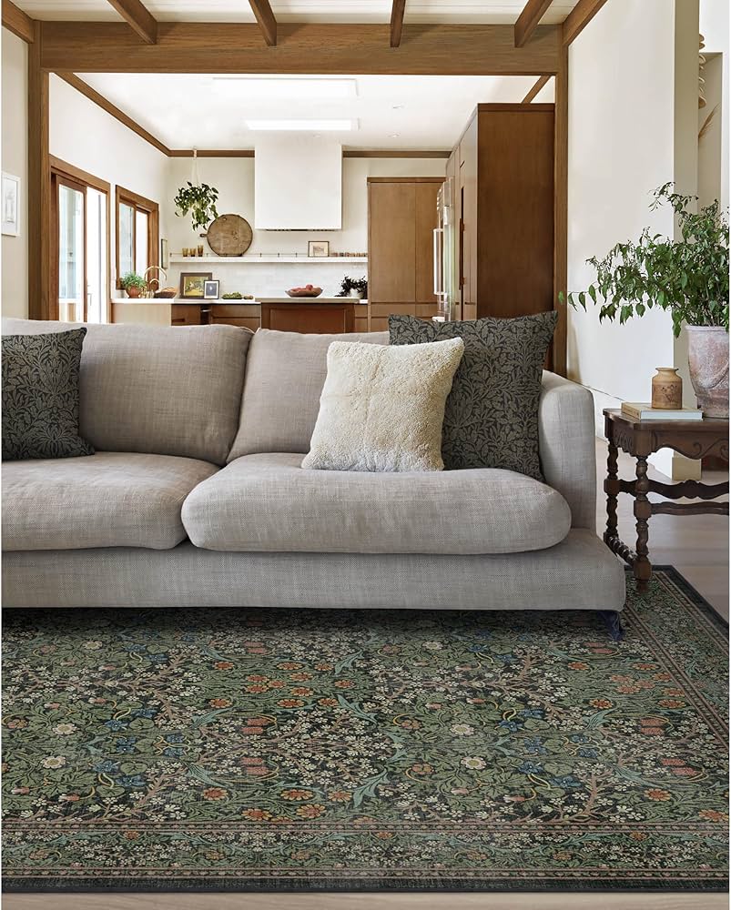 Amazon.com: RUGGABLE x Morris & Co Washable Area Rug – Blackthorn