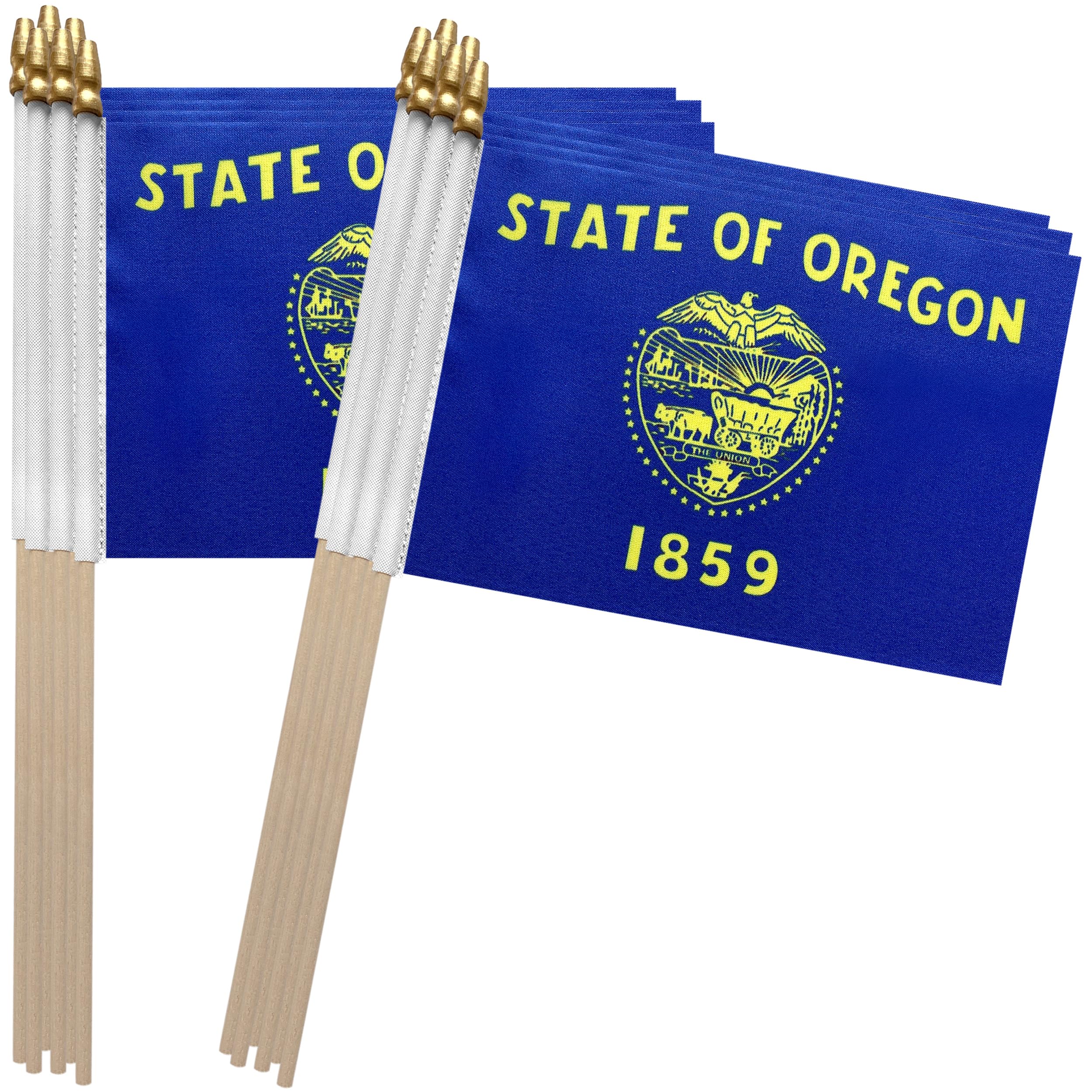 TSMD Massachusetts MA State Flag on Wood Stick Small Mini Handheld Flags,5x8 Inch,12 Pack
