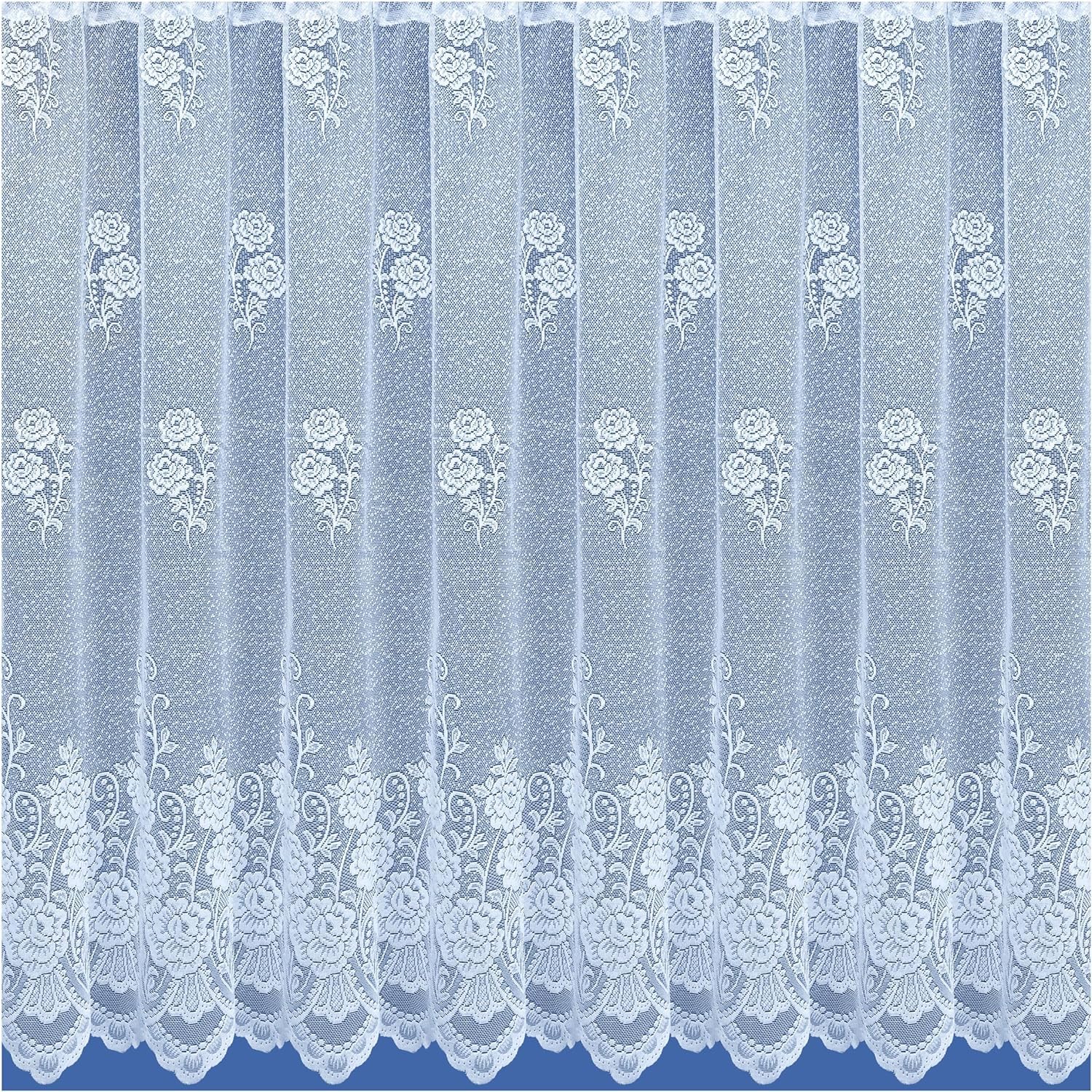 Maple Textiles Floral Net Curtain in Victorian Jacquard Design White Sold By The Metre Width (42'' Drop (107cm) Drop)
