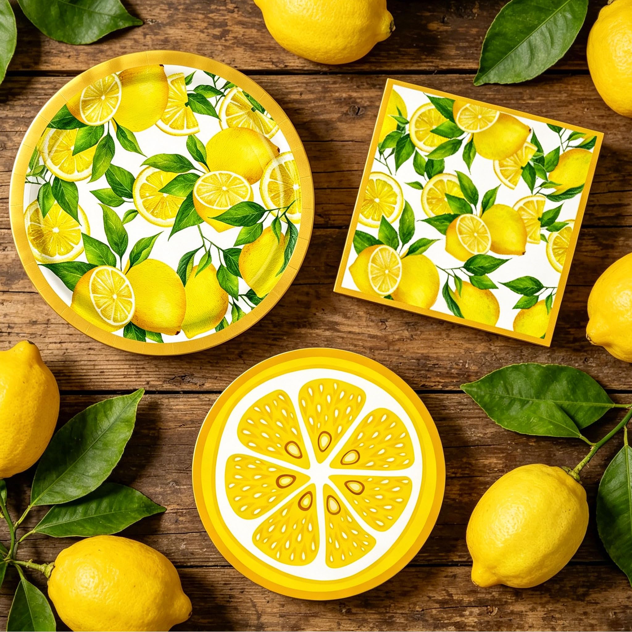 JeVenis Capri Lemon Party Decoration Capri Lemon Birthday Party Tableware Supplies Plates Napkins