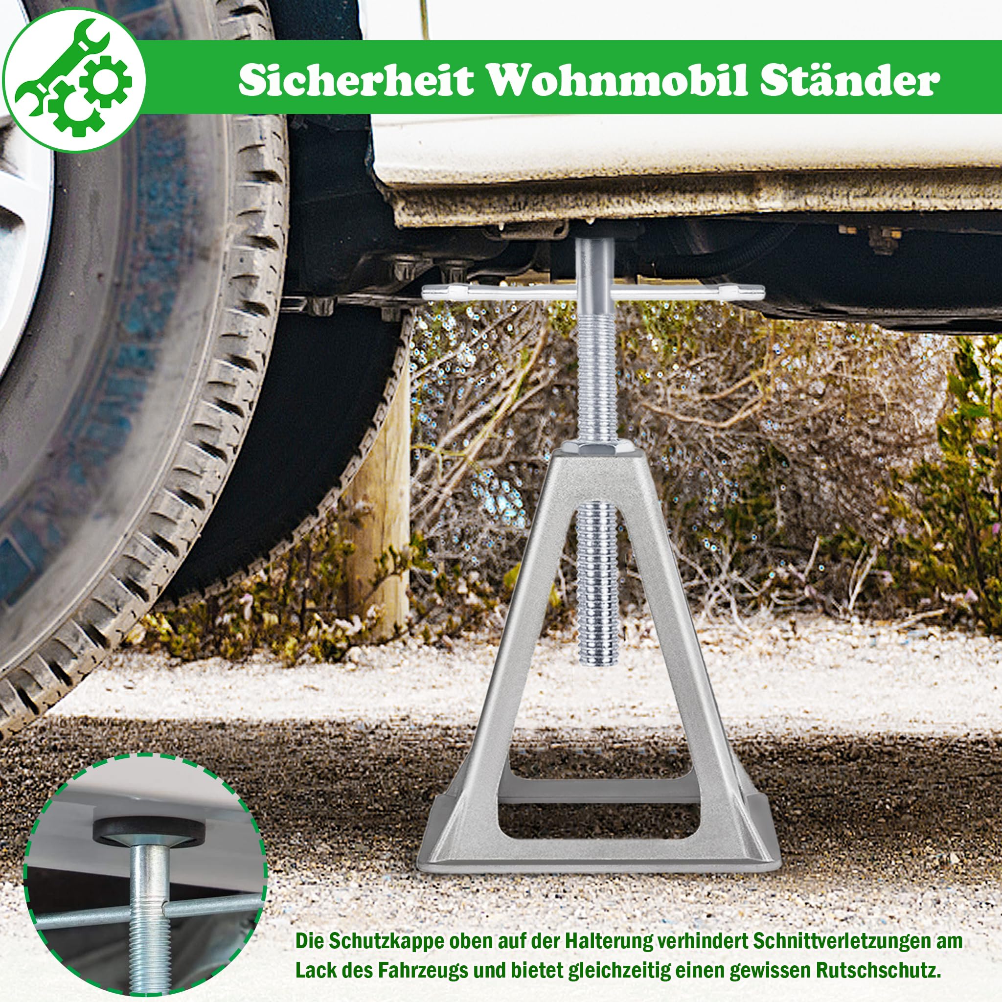 SUBTLETY Aluminium Stützböcke Set Manuelles Auto Tretlager 28-43cm Höhenverstellbar Unterstellböcke Alu Hebebühnen mit Griff Wohnmobil Ständer Belast bis 1T Wohnwagen für KFZ Anhängern (4 Stück)