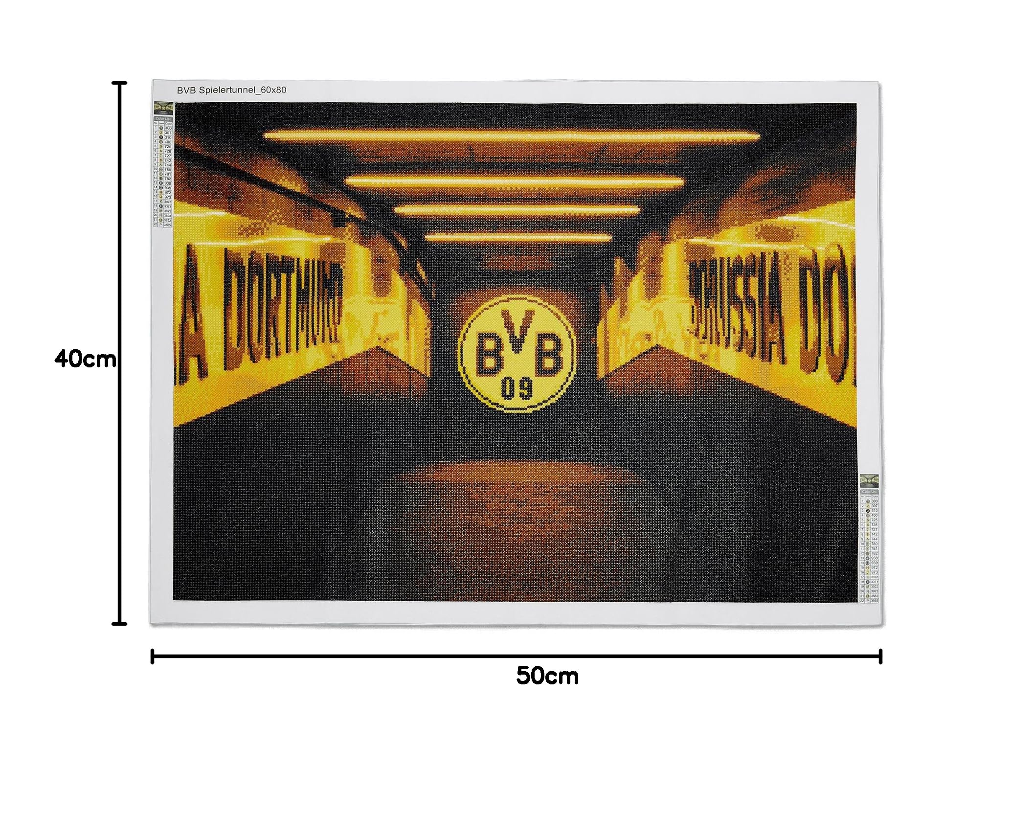 BVB Diamand Painting, Stadiontunnel, schwarzgelb, 40x50 cm, Signal Iduna Park, Stickerei, Malerei