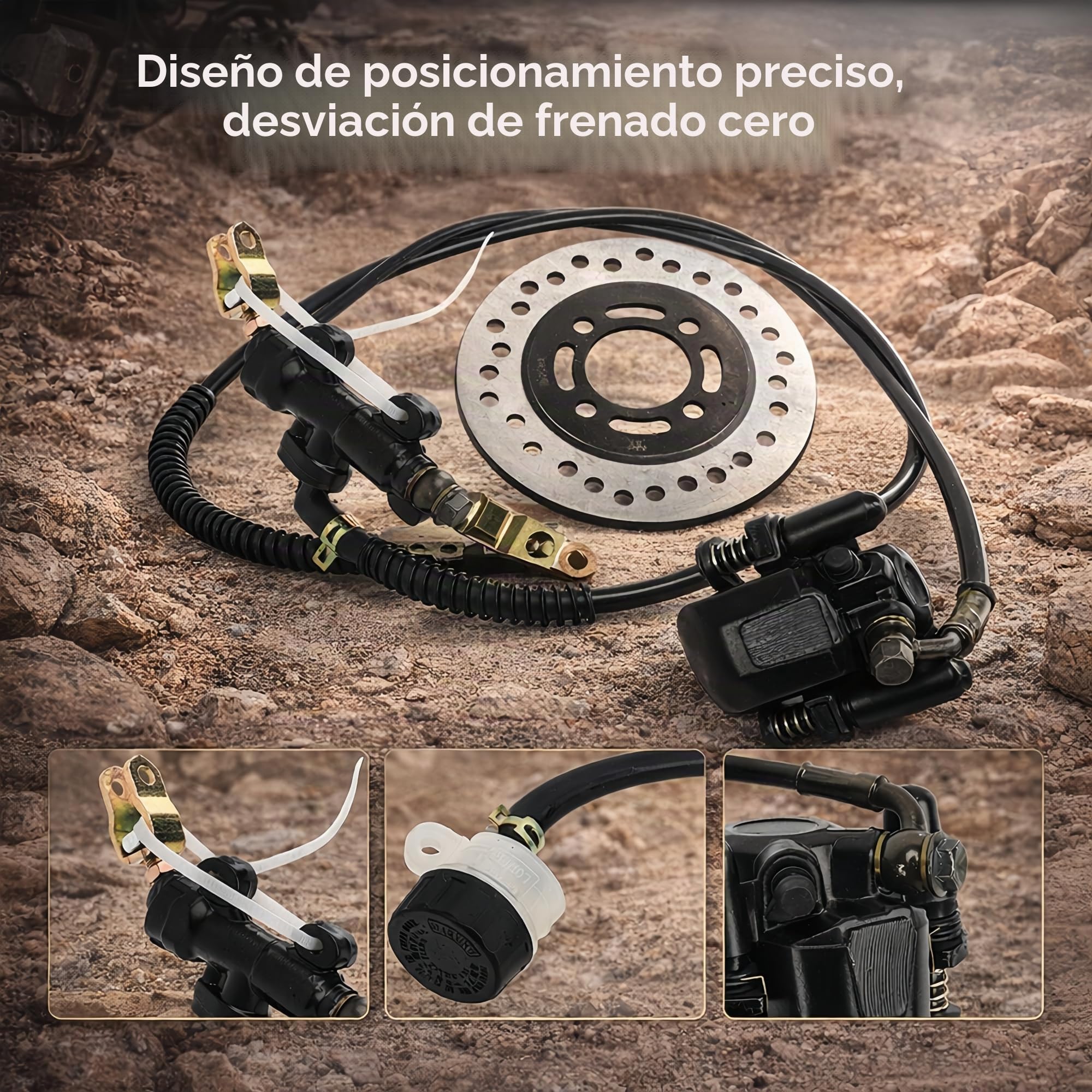 Sistema De Pinza De Freno De Disco Trasero Hidr¨¢ulico Go Kart,Frenos Go Kart, Pastillas Del Sistema De Pinza De Freno De Disco Trasero Rotor De Disco Freno Trasero Cilindro Maestro Conjunto De Pinza