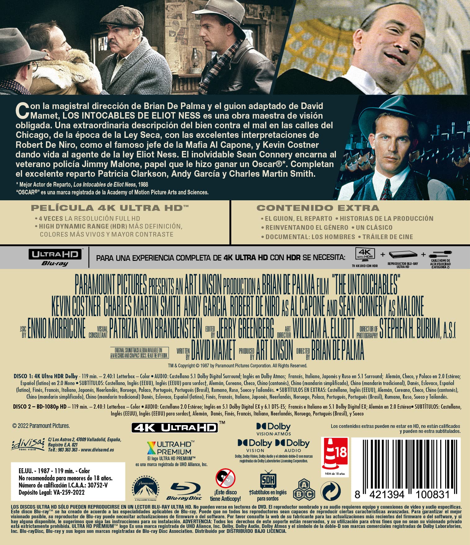 Los Intocables de Eliot Ness (4K UHD + Blu-ray)