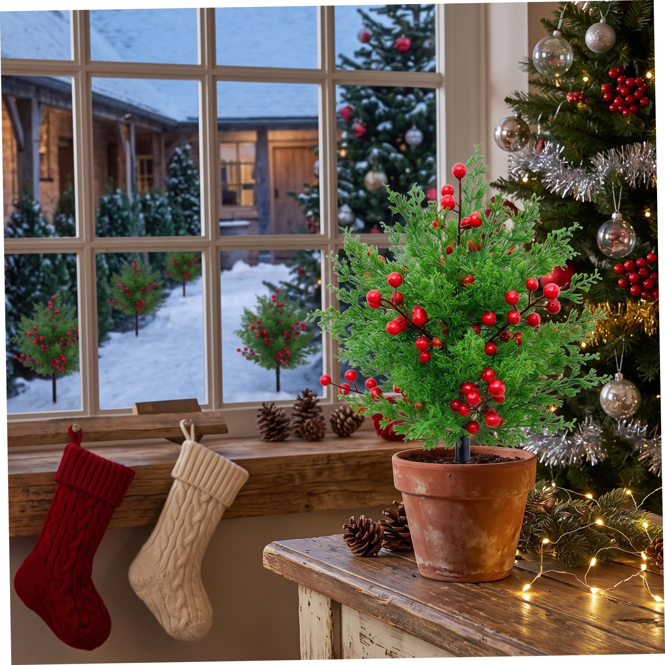 2 arbusti artificiali da esterno. Topiaria artificiale natalizia per esterni