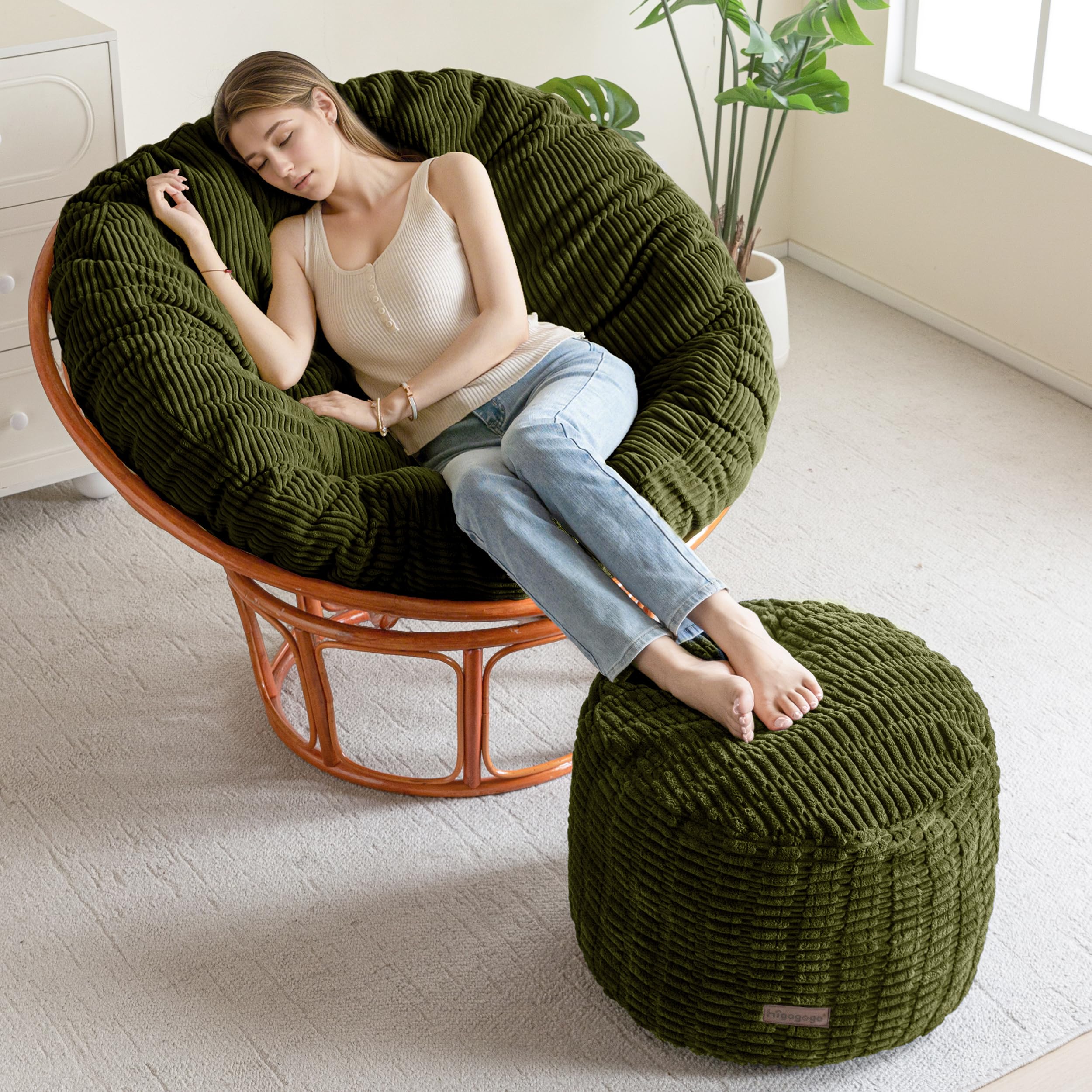 Amazon.com: HIGOGOGO Pouf Ottoman Stuffed Round Modern Foam Filled