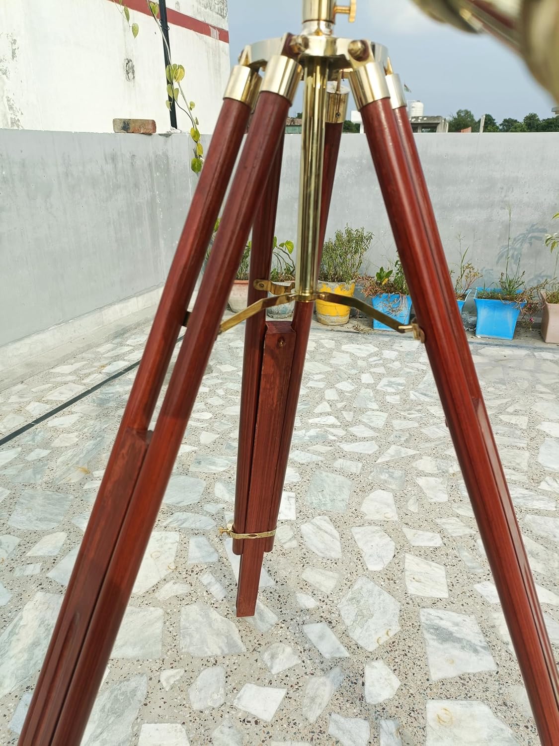 Handmade Nautical Double Barrel Telescope, 39" Standing Floor Tripod, Adjustable