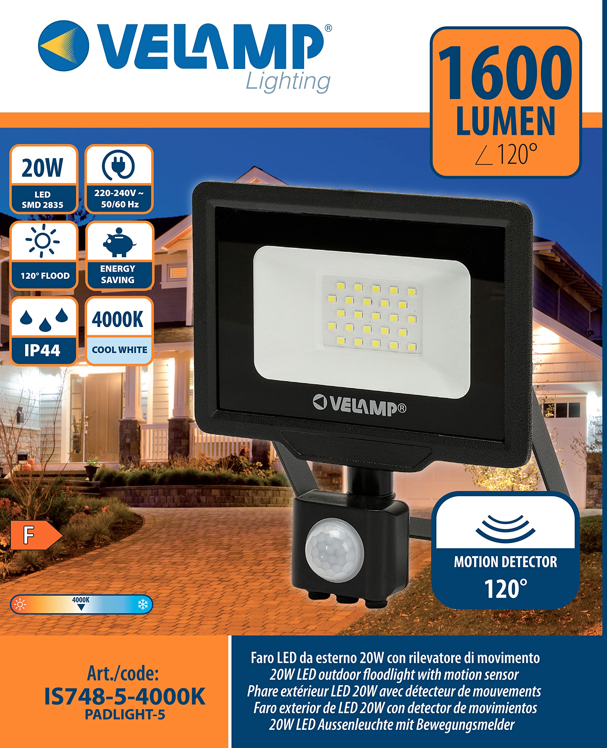 PADLIGHT5 LED SMD 20W IP44 projektor czarny 4000K z podczerwienią