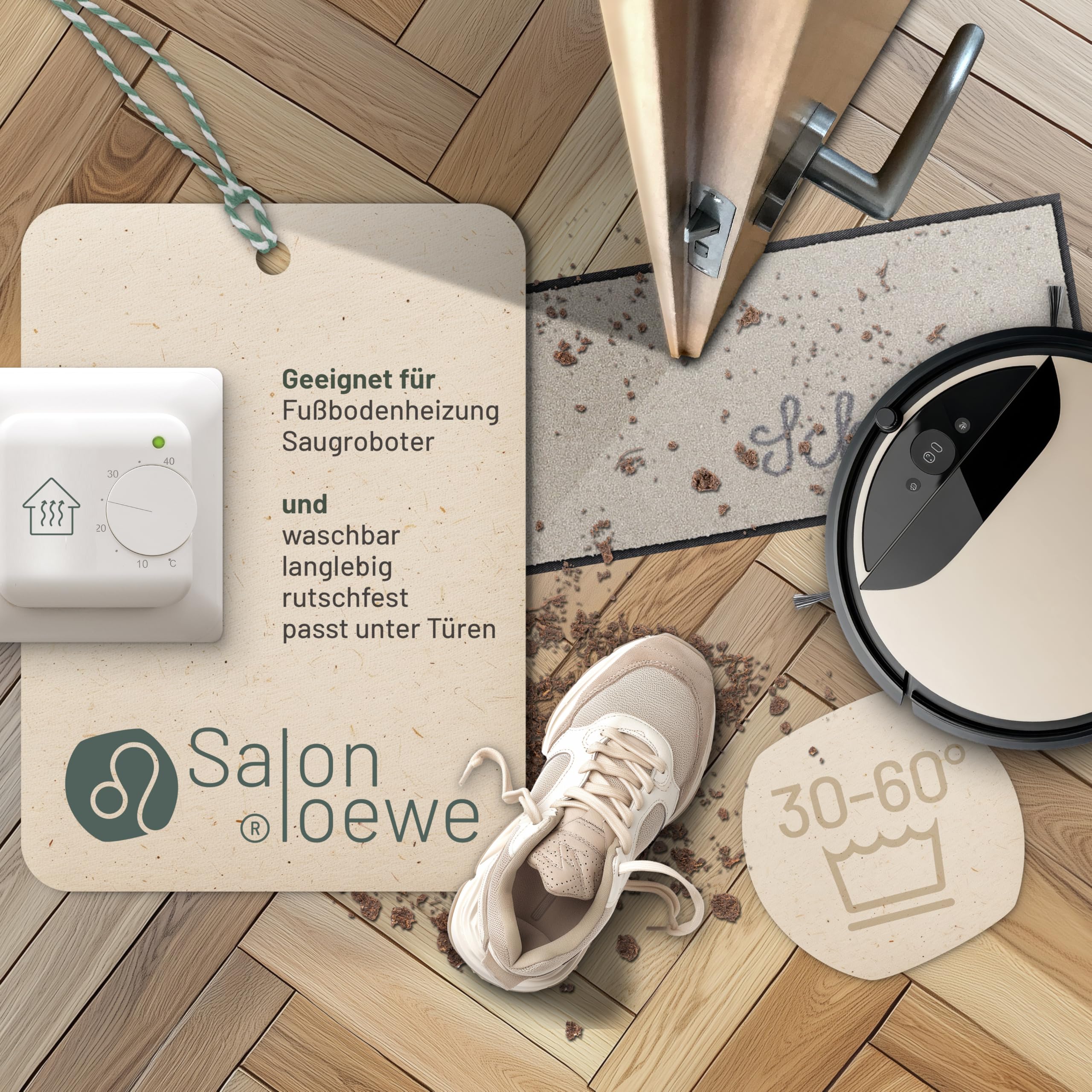 Salonloewe Minimatte Schuhparkplatz pur Taupe I Schmutzfangmatte & Fußabtreter für Innen 30 x 100 cm