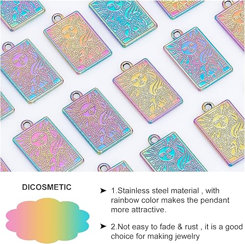 Miniatura 4 de DICOSMETIC Colgantes de Tarot de Sol Rider Waite Colgante Tarot Tarjeta Colgante Astrología Adivinación Dije Retro Vintage Colgante Aleación