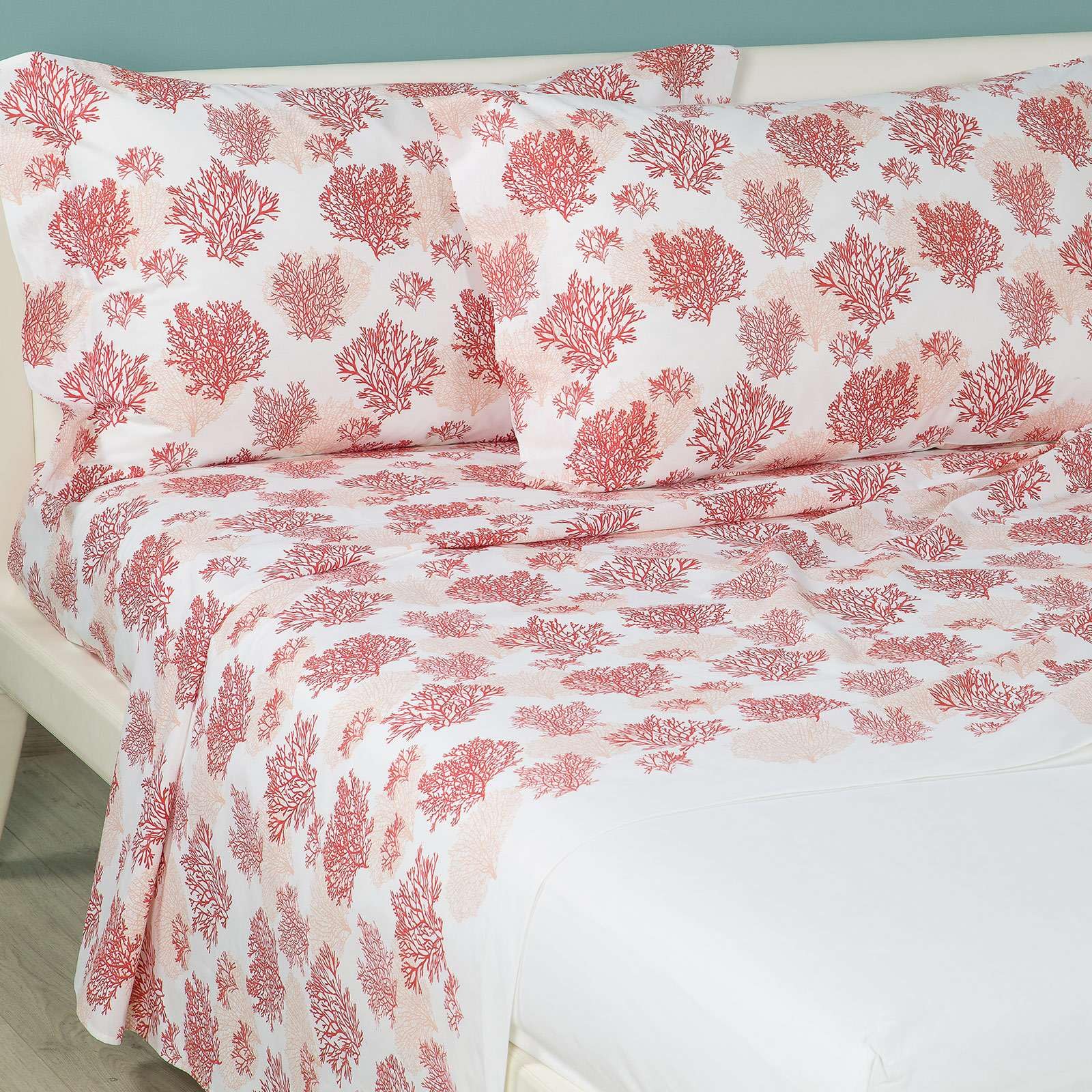Copriletto Estivo Non Trapuntato In Cotone Caleffi Coral - Piazza E Mezza 220x260 Cm - Corallo - 2