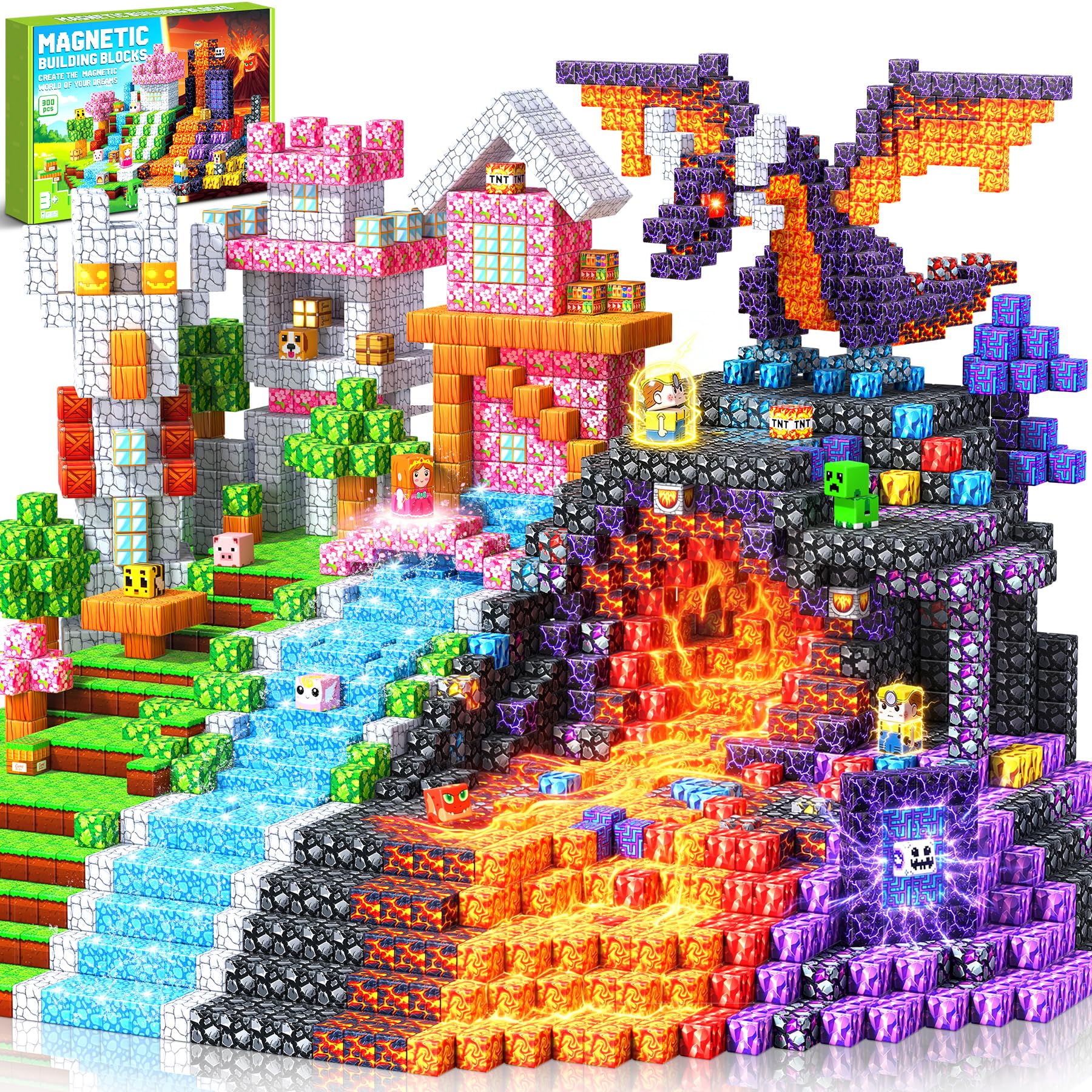 Construction Magnetique Enfant - Vie détachables Cube Magnétique - Longue Durée de Jeu Aimant Magnetic avec Jeux Aimants Bloc Magnetique- pour Enfants 3-10 Ans Cadeau Créatif