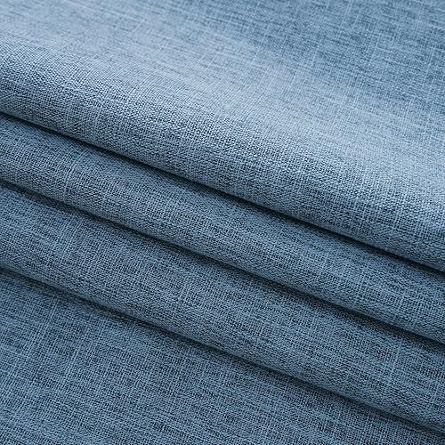 Miniatura 7 de INLINAS Cortinas opacas de lino con textura de nudos de bambú, 100% bloqueo de luz, azul de ruido, tela de triple capa con pestaña trasera y