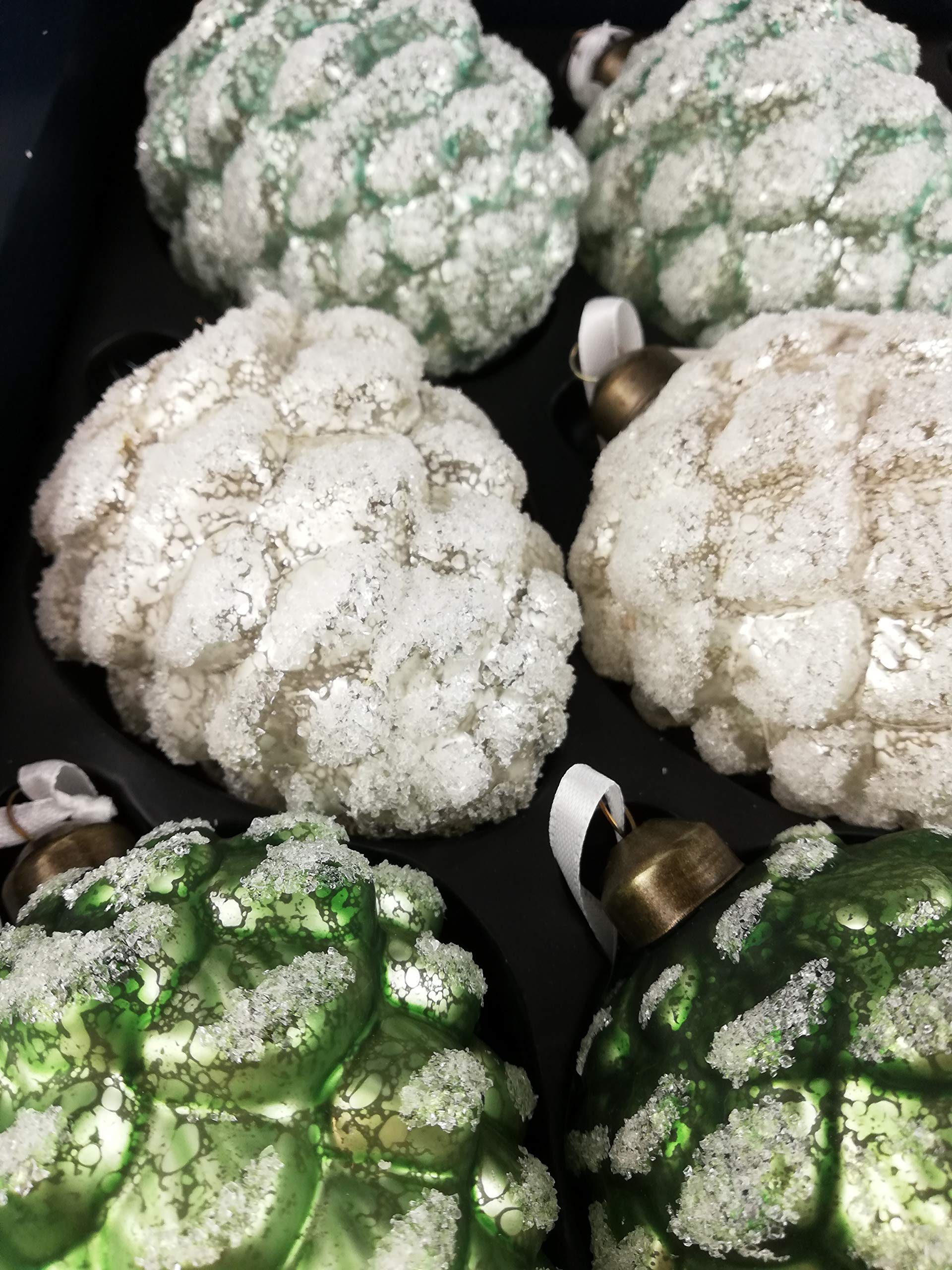 12 Edle Zapfen Pinienzapfen Grün Creme mit Frost Weihnachtsschmuck Weihnachtsdeko Hänger Weihnachten Dekoration Advent Wald Herbst Christbaumschmuck Tannenbaumschmuck