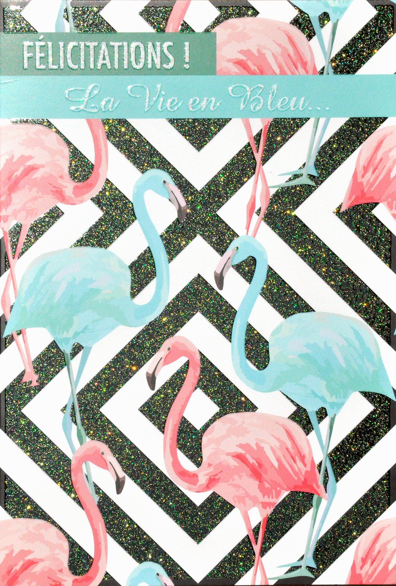 Amazon.com : Afie 69-4047 Congratulations Card Life in Blue Design Flamingo Pink  Glitter Blue : Office Products
