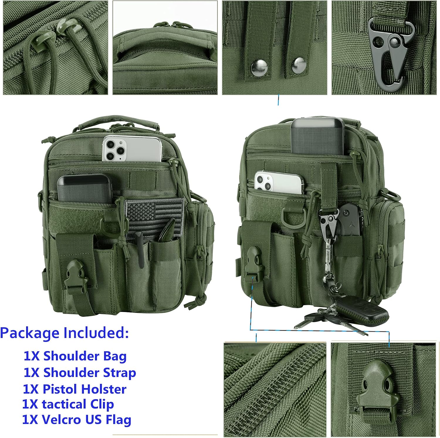 Tactical Handgun Shoulder Strap Messenger Bag Gun Ammo Holster Concealed Carry Pistol Pouch Padded Military Fanny Pack Range Bag for Shooting Hunting