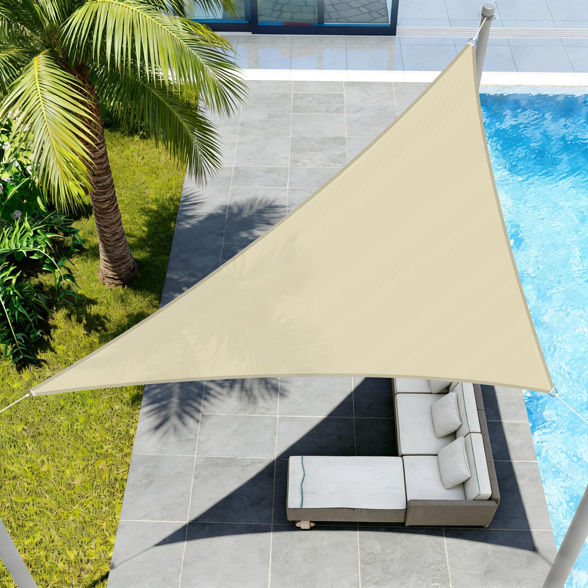 Windscreen4less Tenda parasole triangolare, impermeabile, 40,6 x 40,6 m, protezione dai raggi UV, per pergola, patio, terrazza, balcone, cortile, esterni (grigio chiaro