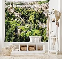 Vista 141 de Ambesonne Tapiz hawaiano, Costa Na Pali en la isla de Kauai en Hawái, día soleado, horizonte de montaña, colgante de pared para dormitorio, sala