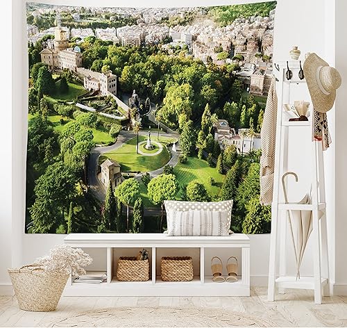 Miniatura 141 de Ambesonne Tapiz hawaiano, Costa Na Pali en la isla de Kauai en Hawái, día soleado, horizonte de montaña, colgante de pared para dormitorio, sala