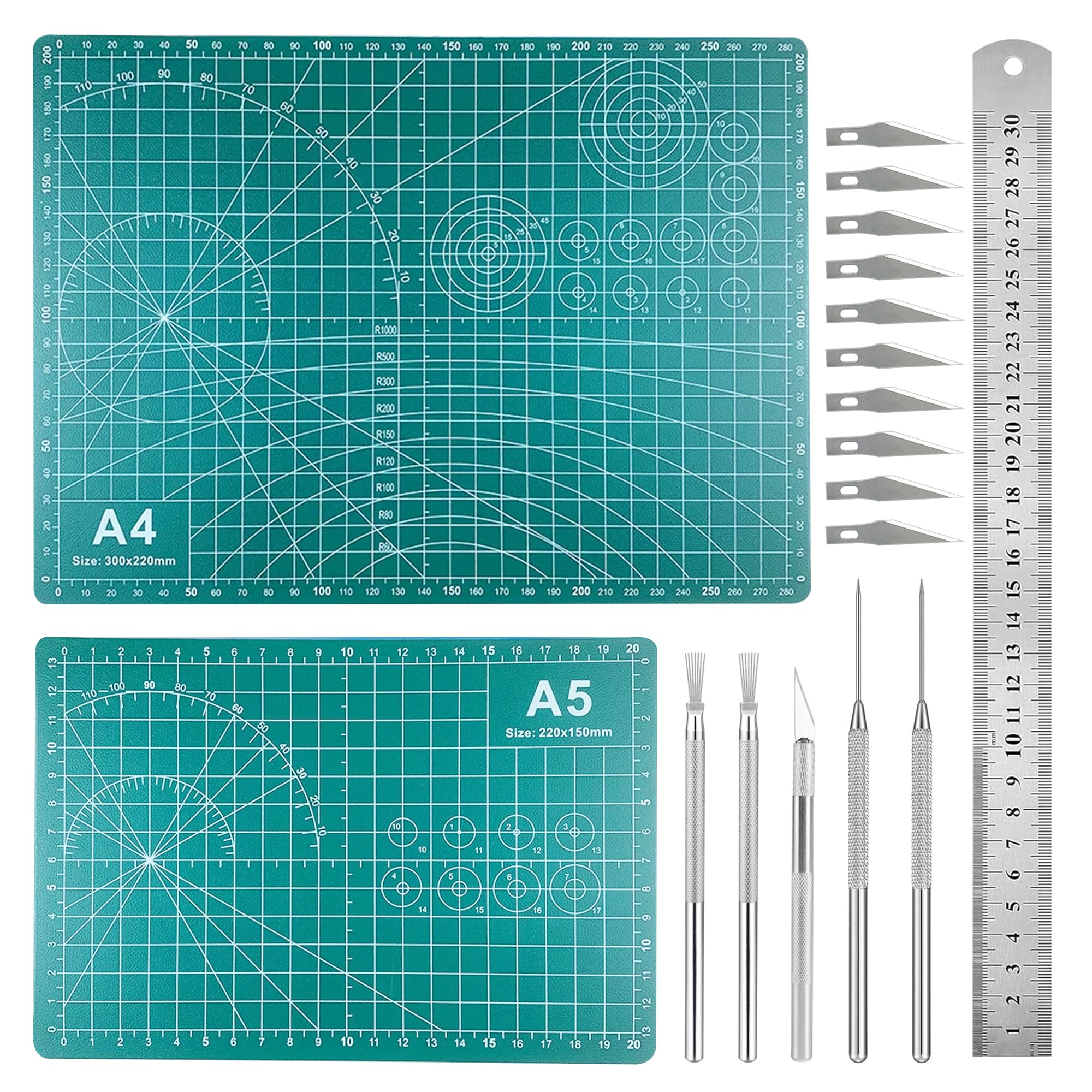 JMZLLRX 18 PCS Polymer Clay Tools, Clay Modeling Tools, Rotary Cutting Mat with Clay Slicer Blade, Ruler for DIY Crafts