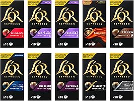 L'OR Espresso Variety Pack Nespresso Compatible Coffee Pods (Pack of 10, Total 100 Coffee Capsules)