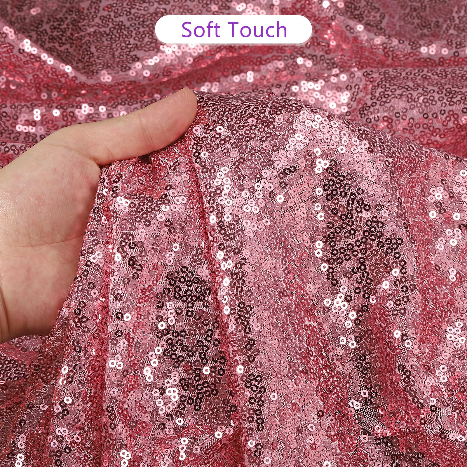 DMiotech 4 Yardas Tela de Lentejuelas Rosa Malla de Lustre 5 Pies de Ancho