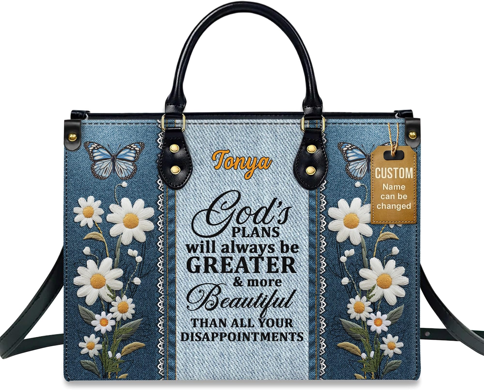 Personalized Leather Handbag for Women, Custom Name Church Bag, Christian Gifts, Mother's Day Gifts for Mom, Grandma