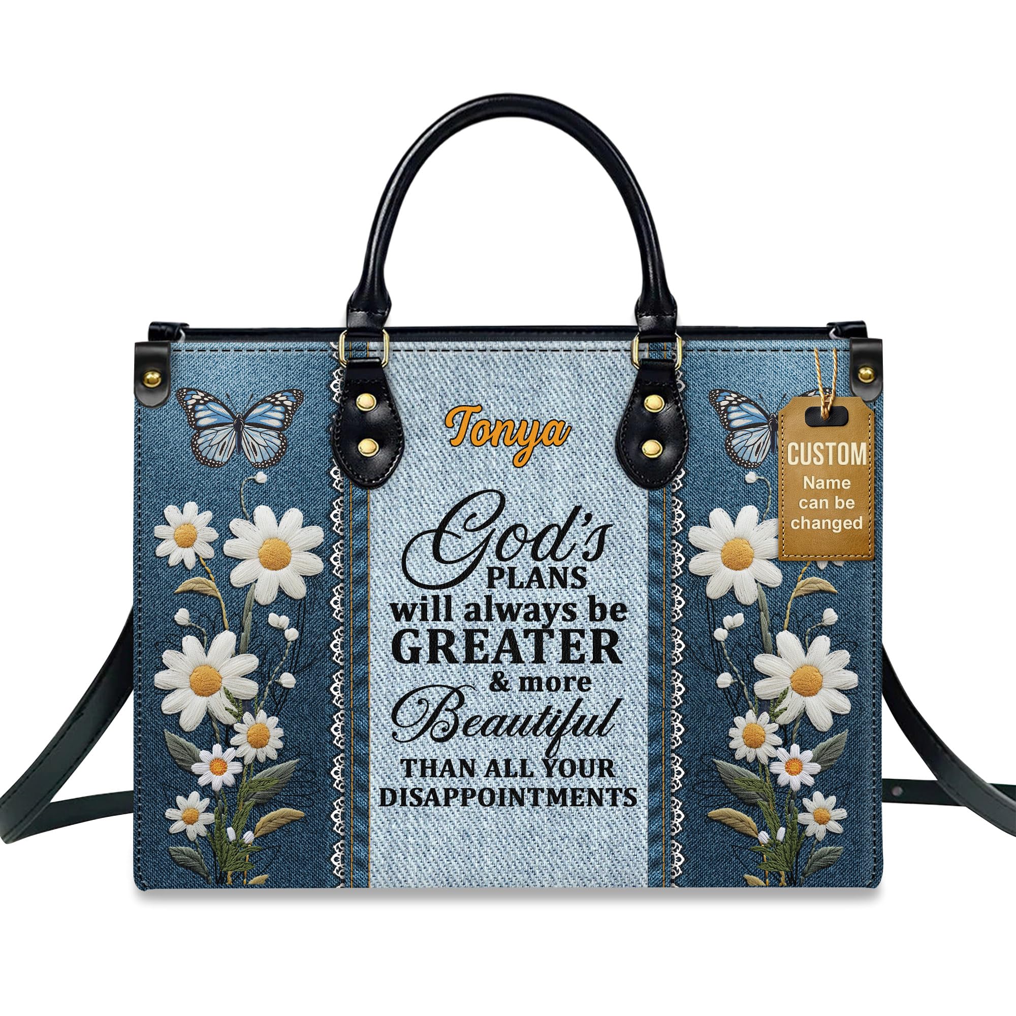 Personalized Leather Handbag for Women, Custom Name Church Bag, Christian Gifts, Christmas Gifts for God Lovers