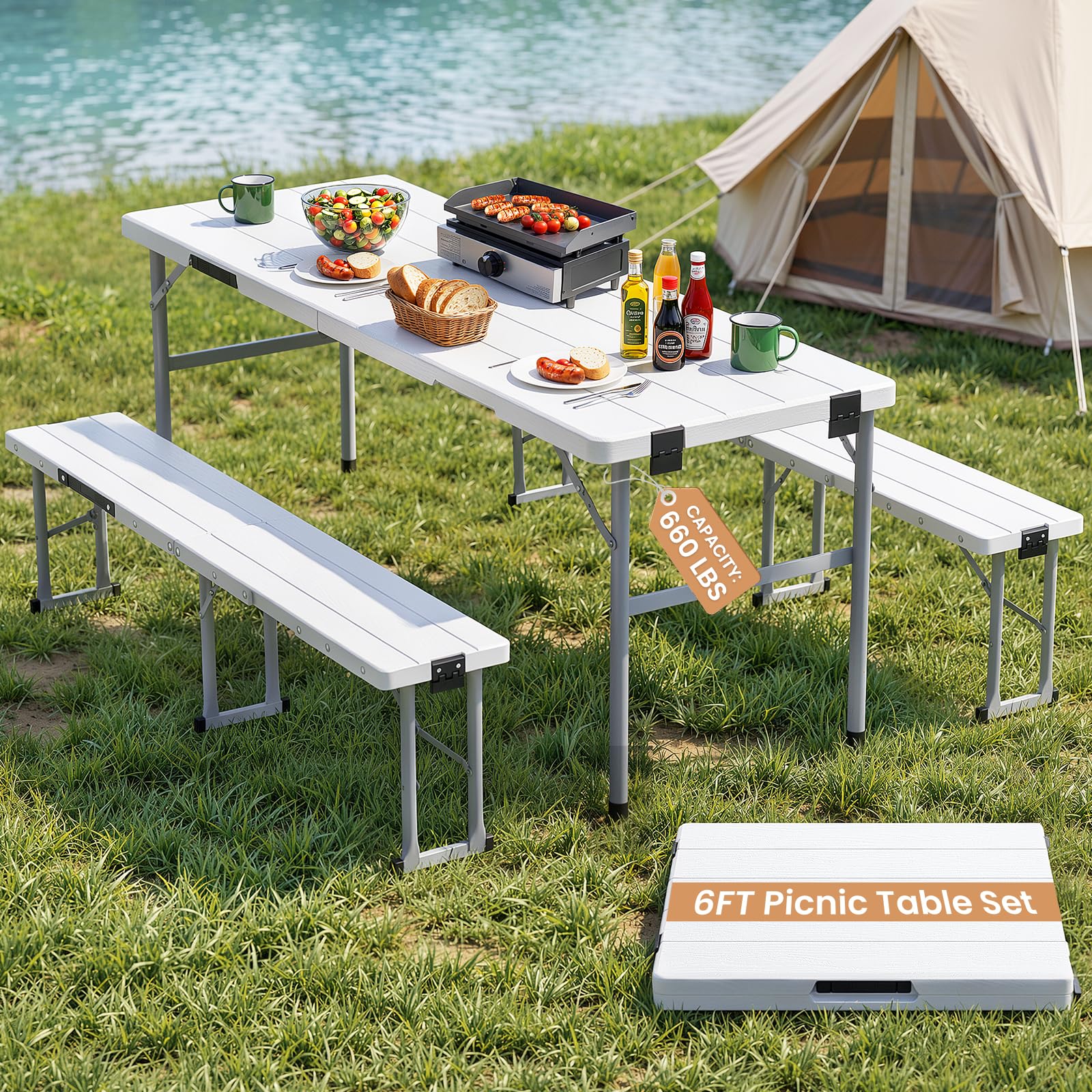 Photo 1 of Leteuke 6' Picnic Table Set w/2 Benches