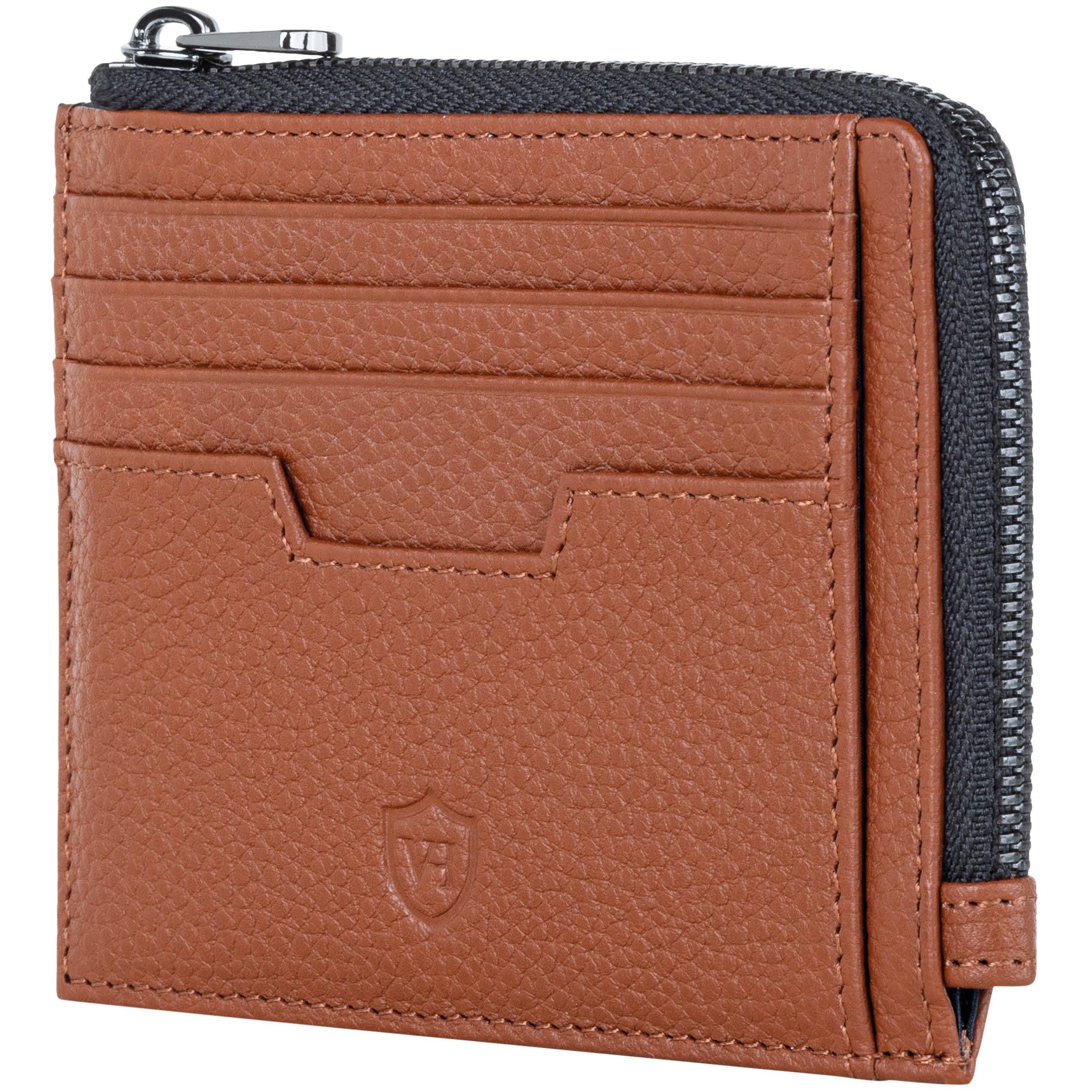 VON HEESEN Leder Kartenetui Geldbörse Herren & Damen Kreditkartenetui (Medium, Cognac Braun)