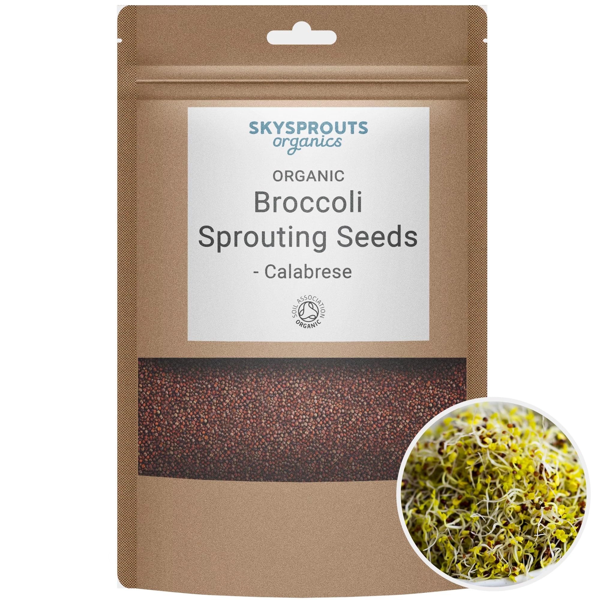 SkySprouts Broccoli Sprouting Seeds - Organic Calabrese 100g Sprouts microgreens Micro Greens high-Germination Non-GMO