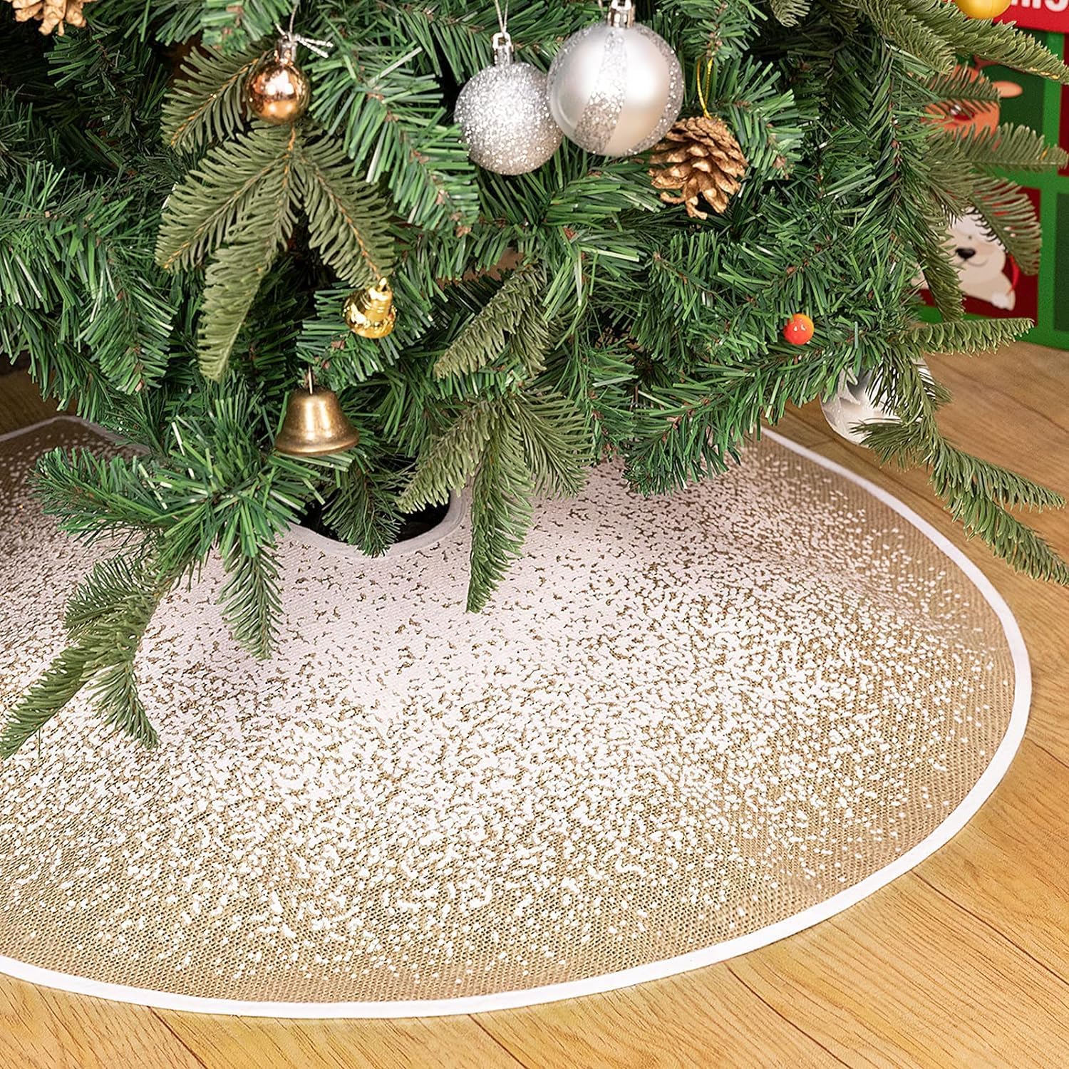 Kerstboomdeken, 78 cm witte deken onder de kerstboom, ronde imitatiebont kerstboomrok