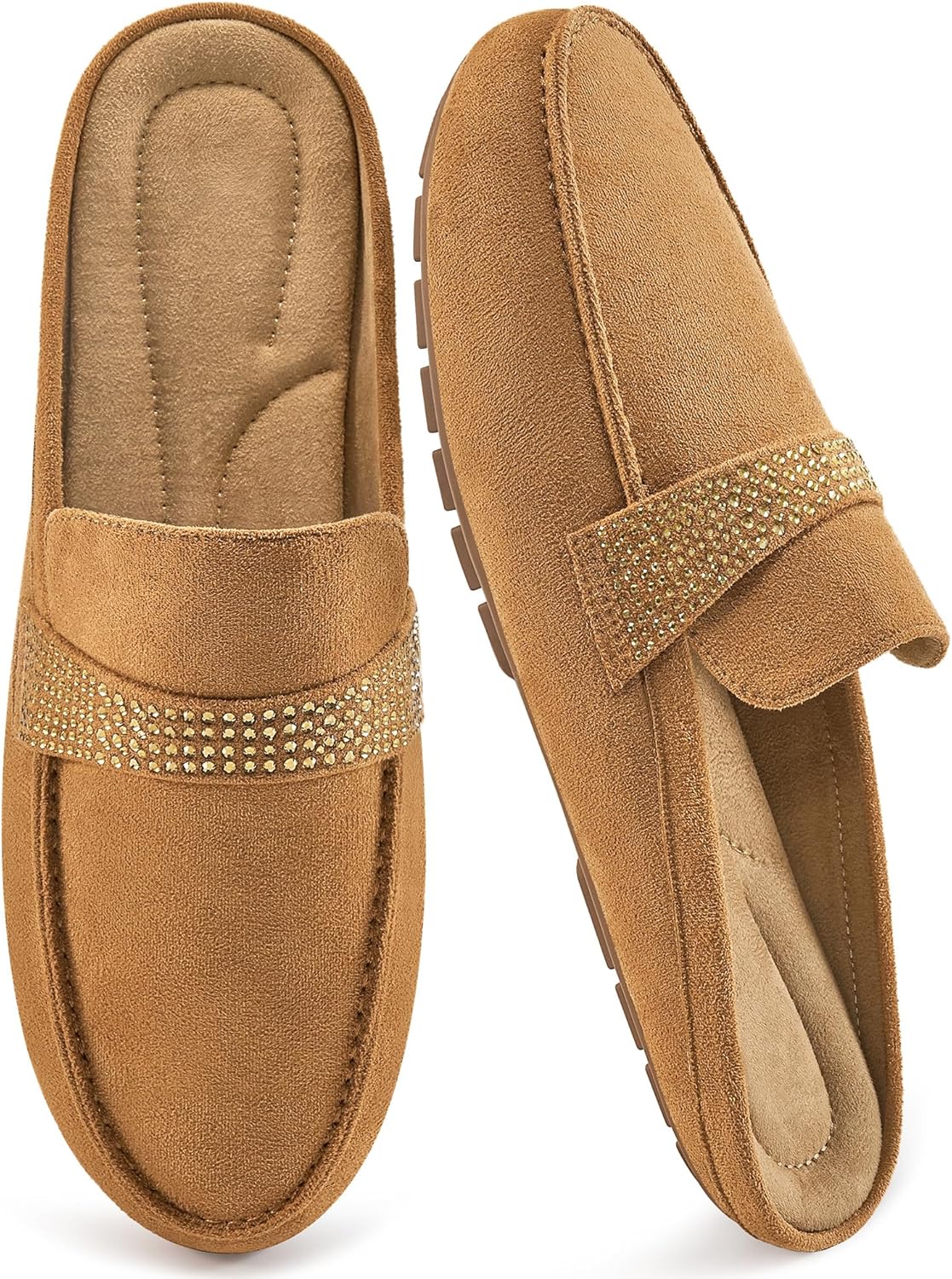 Almusen Mules for Women Comfortable Closed Toe Backless Loafers Slip on Flat Mule Casual Business Shoes Slides