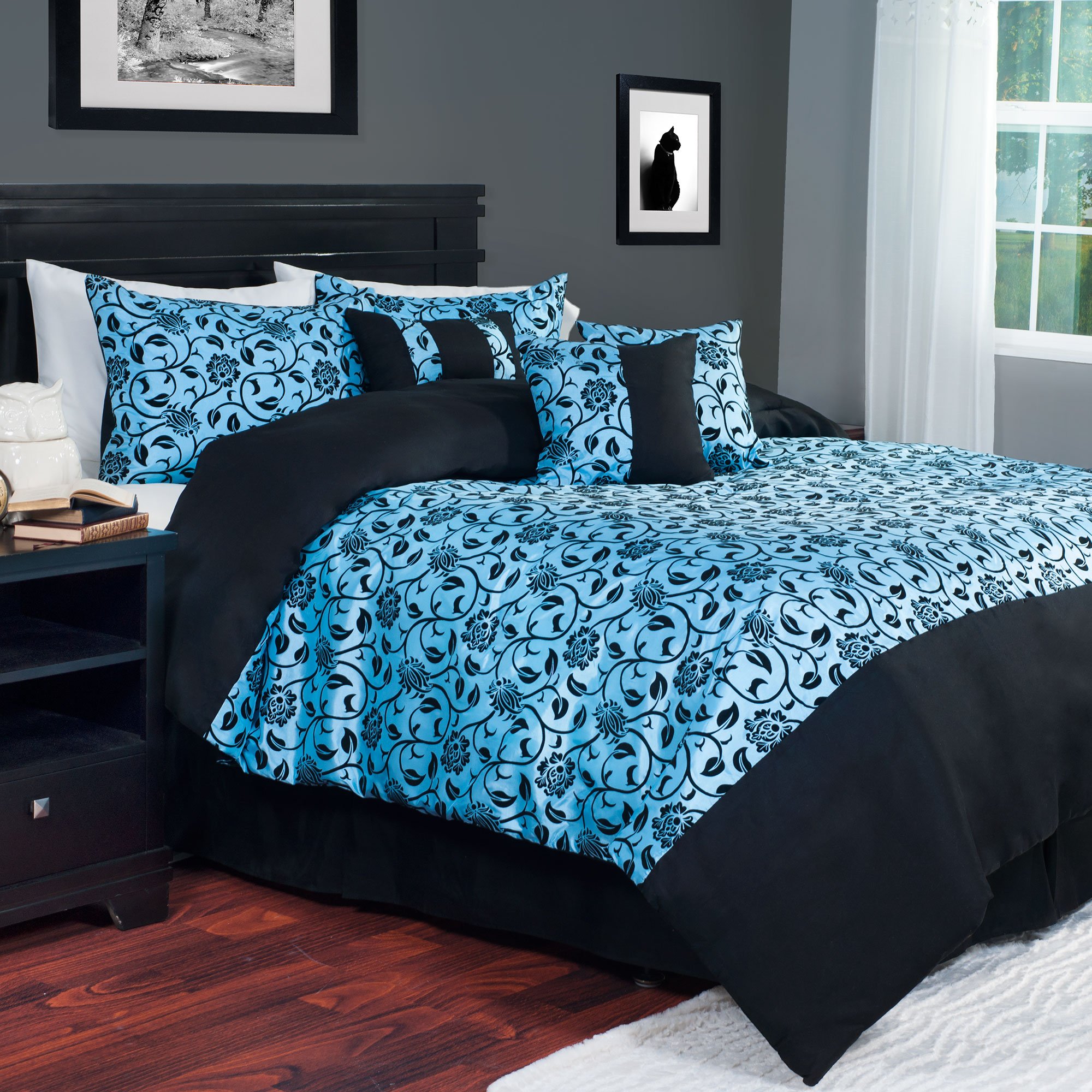 BEDFORD HOME7-Piece Victoria Damask Comforter Set, Queen