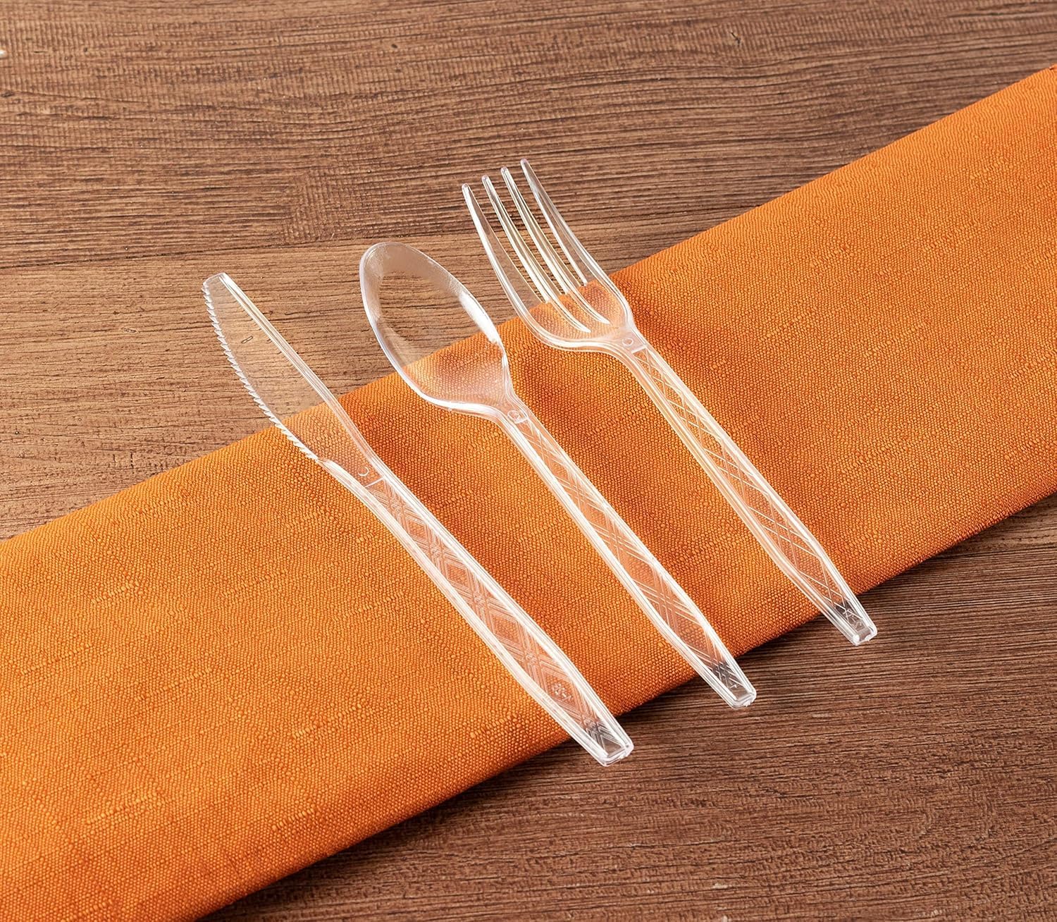 PARTY BARGAINS Argyle Settings Clear Plastic Cutlery Set 360‑Piece – 180 Forks, 120 Spoons, 60 Knives – Heavy‑Duty Disposable Utensils for Parties, Weddings, Buffets, BBQs & Catering – BPA Free