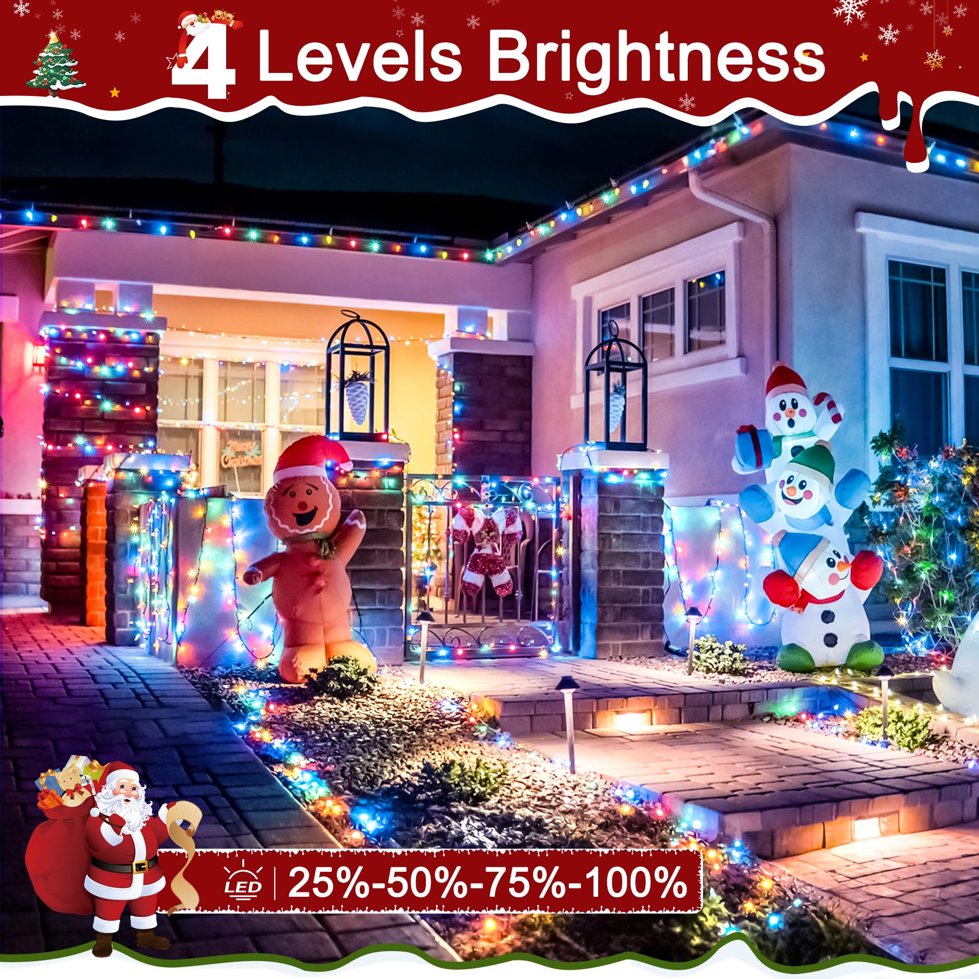 1200LED Weihnachtsbeleuchtung Outdoor Wasserdicht M Mehrfarbig