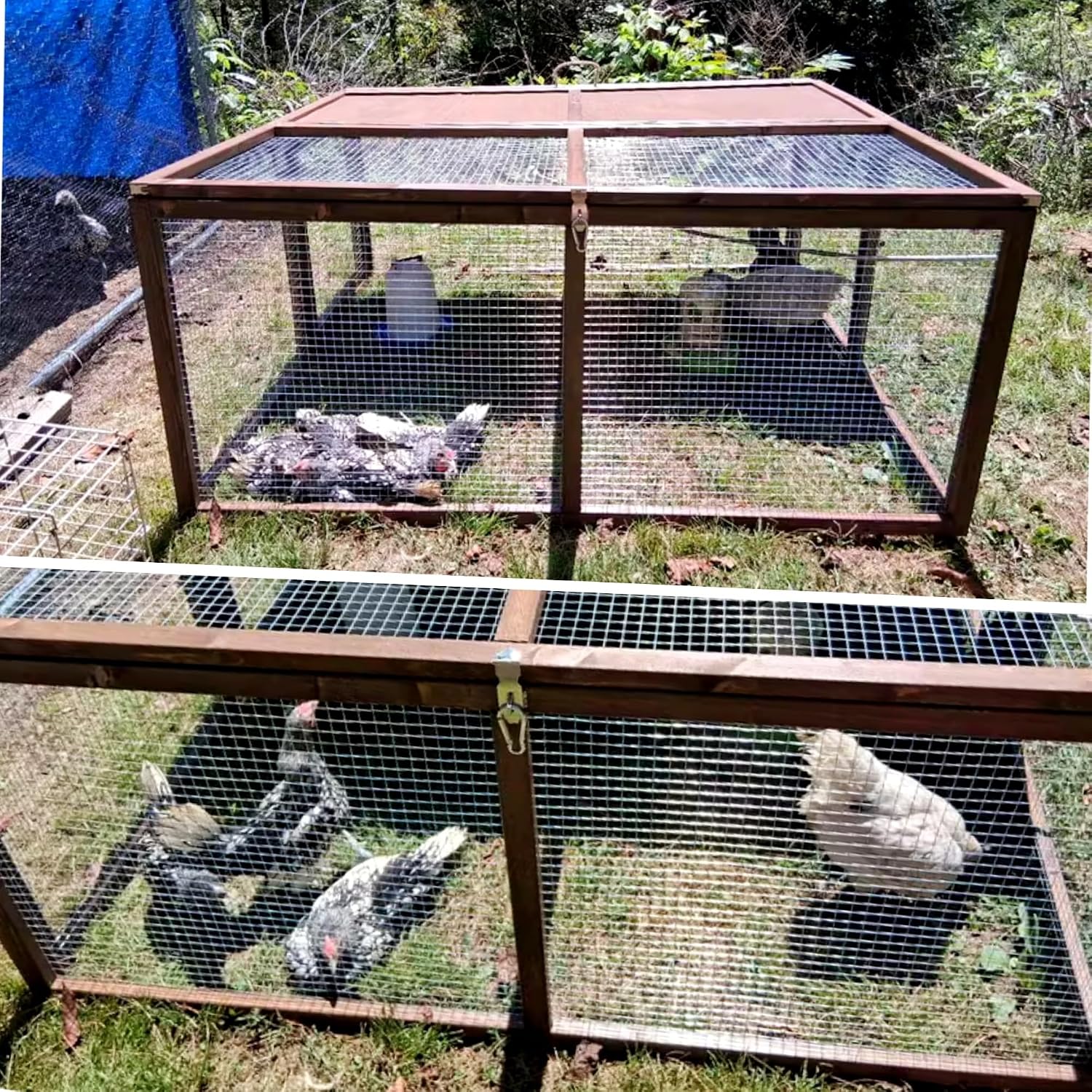 Portable Chicken Run Rabbit Hutch Folding Chicken Cage for Indoor/Outdoor,Top & Side Opening Doors Small Animal Pet Playpen No Assembly Required Poultry Pen 45"x 42"x 20" (Brown)