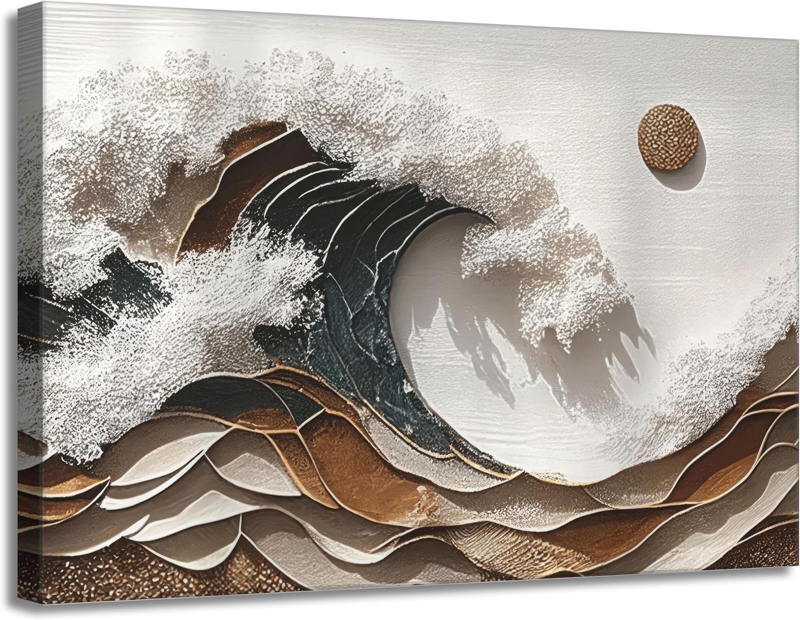 Abstract Ocean Wave Canvas Wall Art Boho Coastal Posters Prints Clever Home Decor Pictures for Living Room and Bedroom Framed