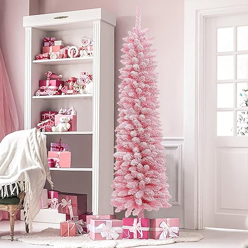 LuxenHome - Árbol de Navidad artificial de 6 pies, color rosa