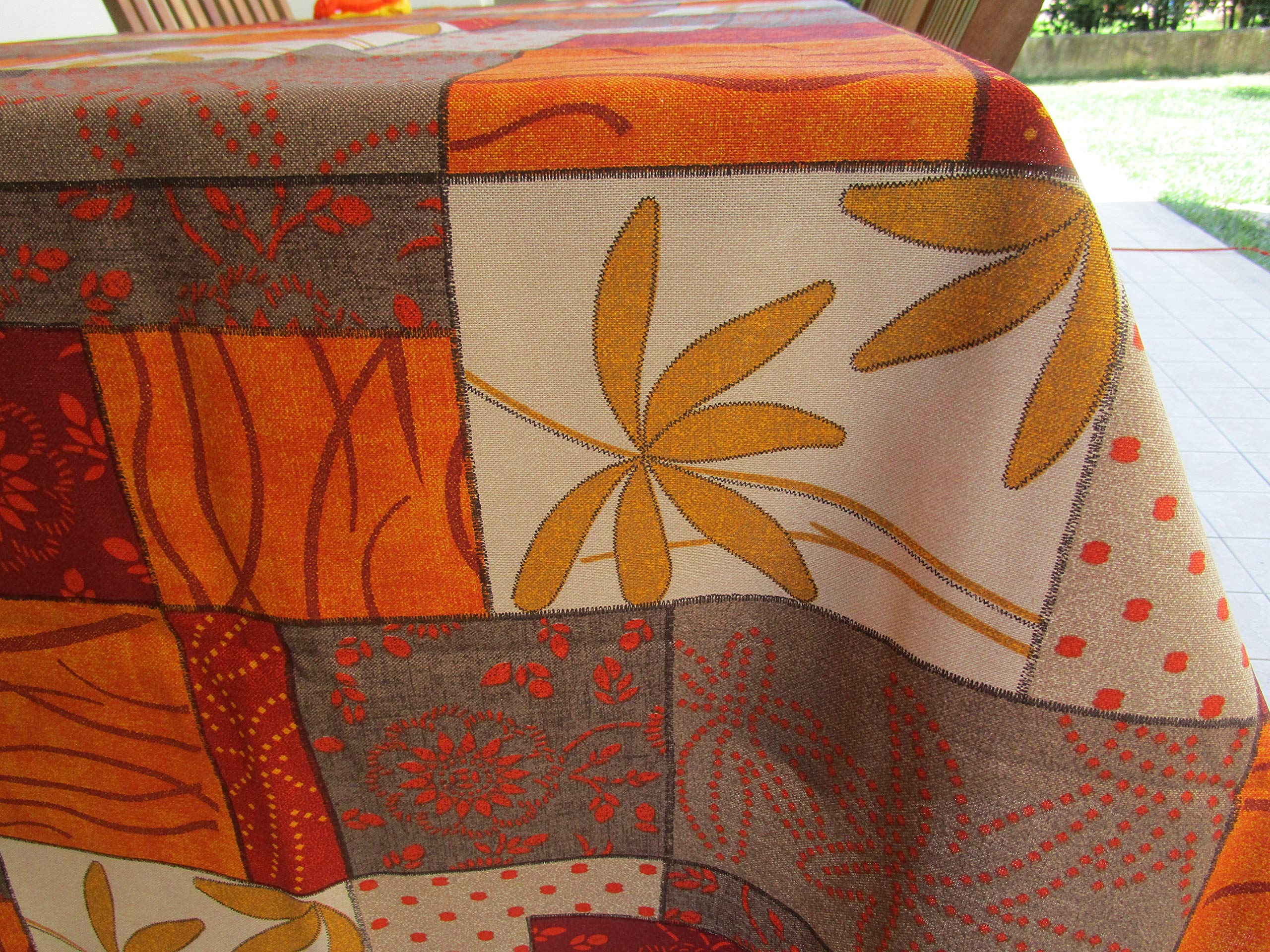Pago Poco Tovaglia Rettangolare 100% Cotone 140x180 Cm - Fantasia Foglie Rosse - Made In Italy