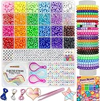 Vista 12 de LIS HEGENSA Kandi - Juego de cuentas de pony a granel, para hacer collares, joyas, trenzar el cabello, pulseras, cuentas de plástico