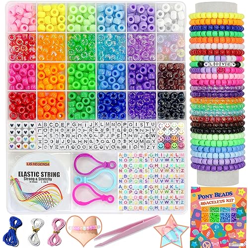 LIS HEGENSA Pony Beads Bulk,Kandi Beads for Necklace Jewelry Making