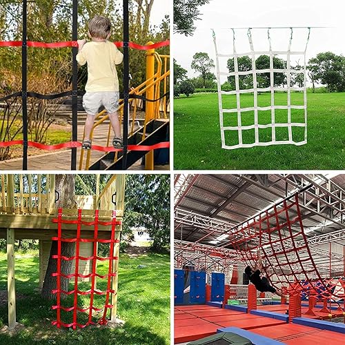 Miniatura 7 de DREAMOSA Escalada de red de carga, tamaño personalizado, escalera de cuerda para pared de escalada para niños, accesorios de columpio de interior,