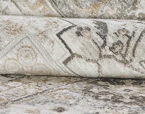 Miniatura 4 de Momeni Cambridge - Alfombra tradicional de viscosa y PES para interiores, color gris pardo, 2 pies 2 pulgadas x 7 pies 6 pulgadas