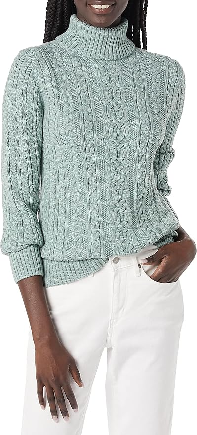 Amazon Essentials Women's Fisherman Cable Turtleneck Sweater (Available in Plus Size)