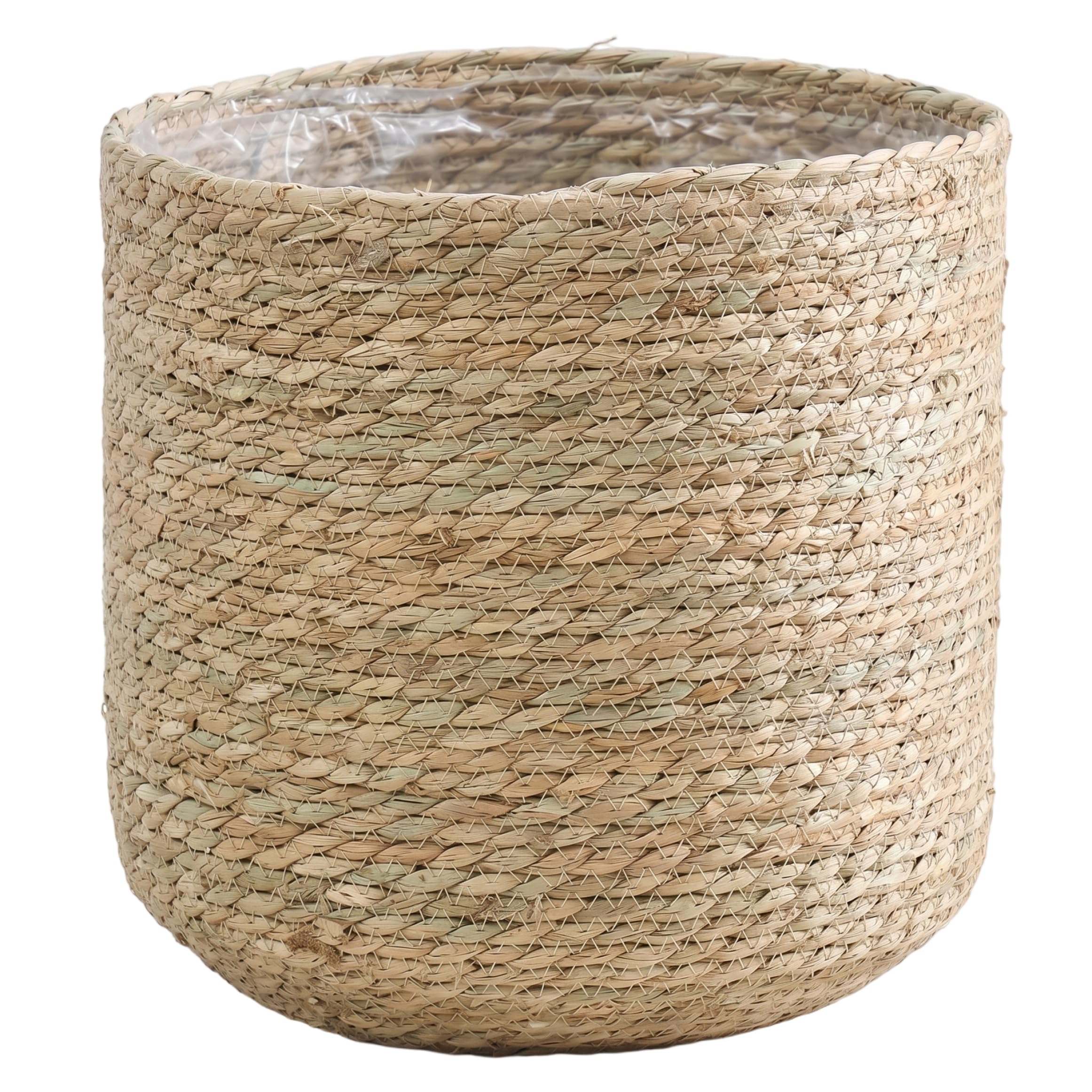 CAKEEYUM 11.81x11.81 Inch Handcrafted Rattan Woven Planter Basket with Waterproof Liner for Indoor Plants