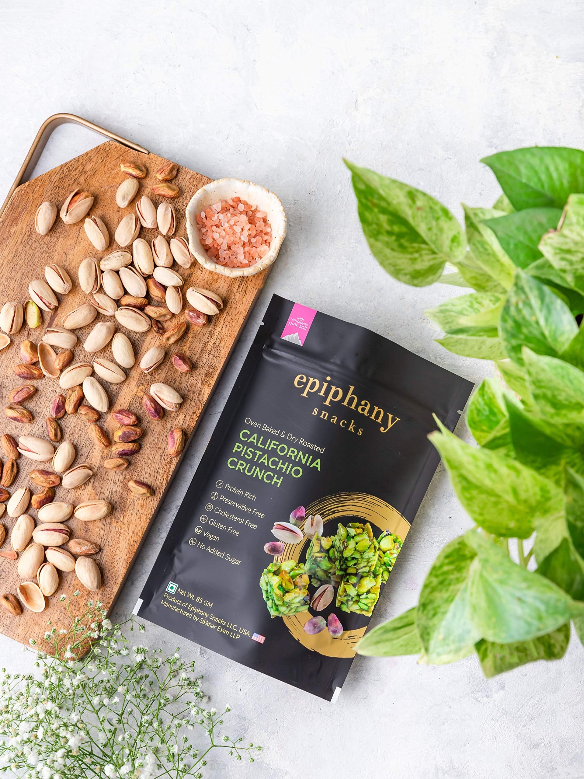 EPIPHANY Dry Fruit Snacks California Pistachio Healthy Bar Pista Dry Fruit Chikki Delicious Sweet Crunch Tasty & Healthy Dry Fruit Energy Snacks No Sugar Added (85 g)