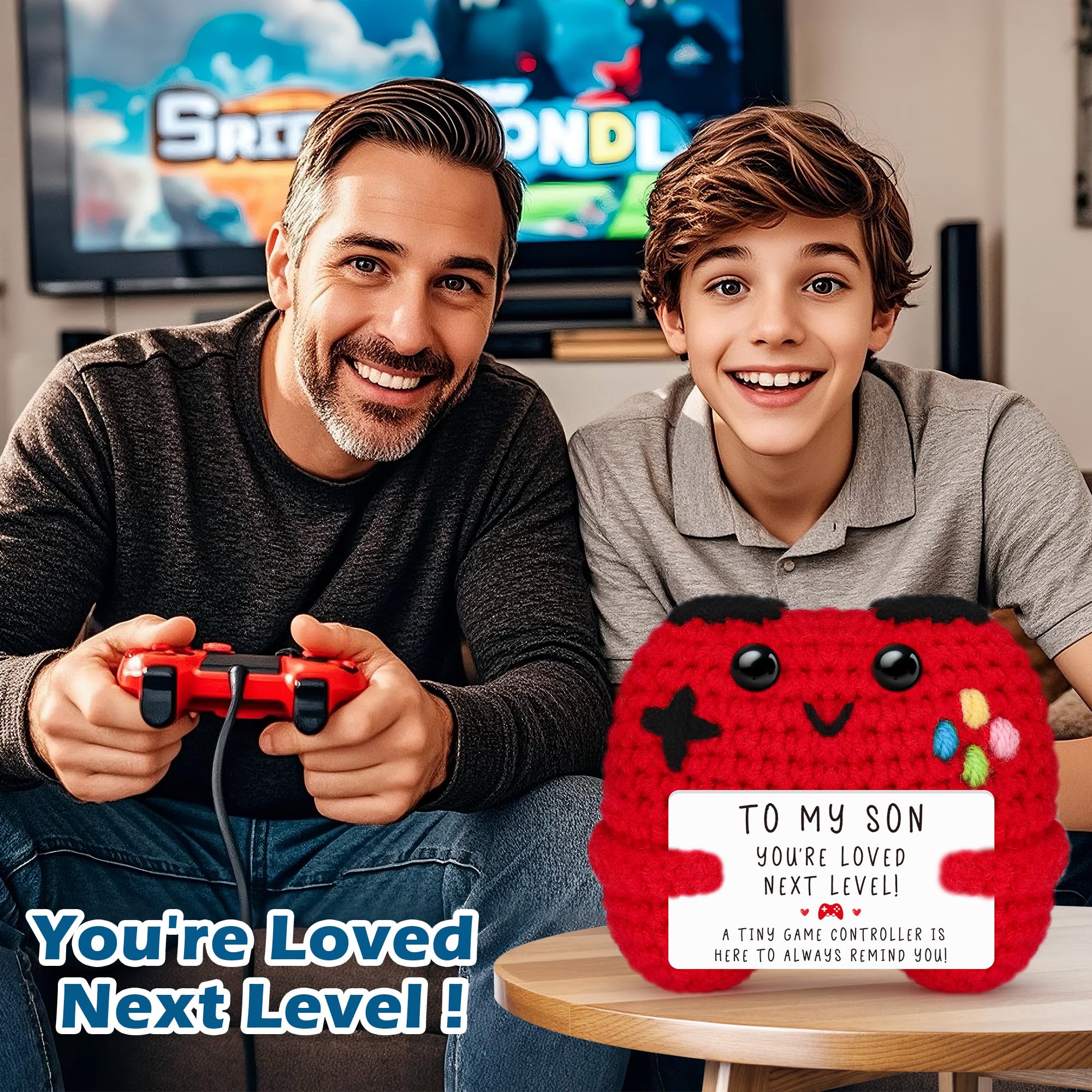 Crochet Game Controller Son Graduation Gifts from Mom Dad, Mothers Day Birthday Fathers Day Graduation Gifts for Son, Cute Handmade Crochet Game Controller Decor, Boy Room Decor for Bonus Son