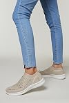 LUCKY STEP Women's Rhinestone Mesh Slip On Walking Shoes Fashion Sneaker